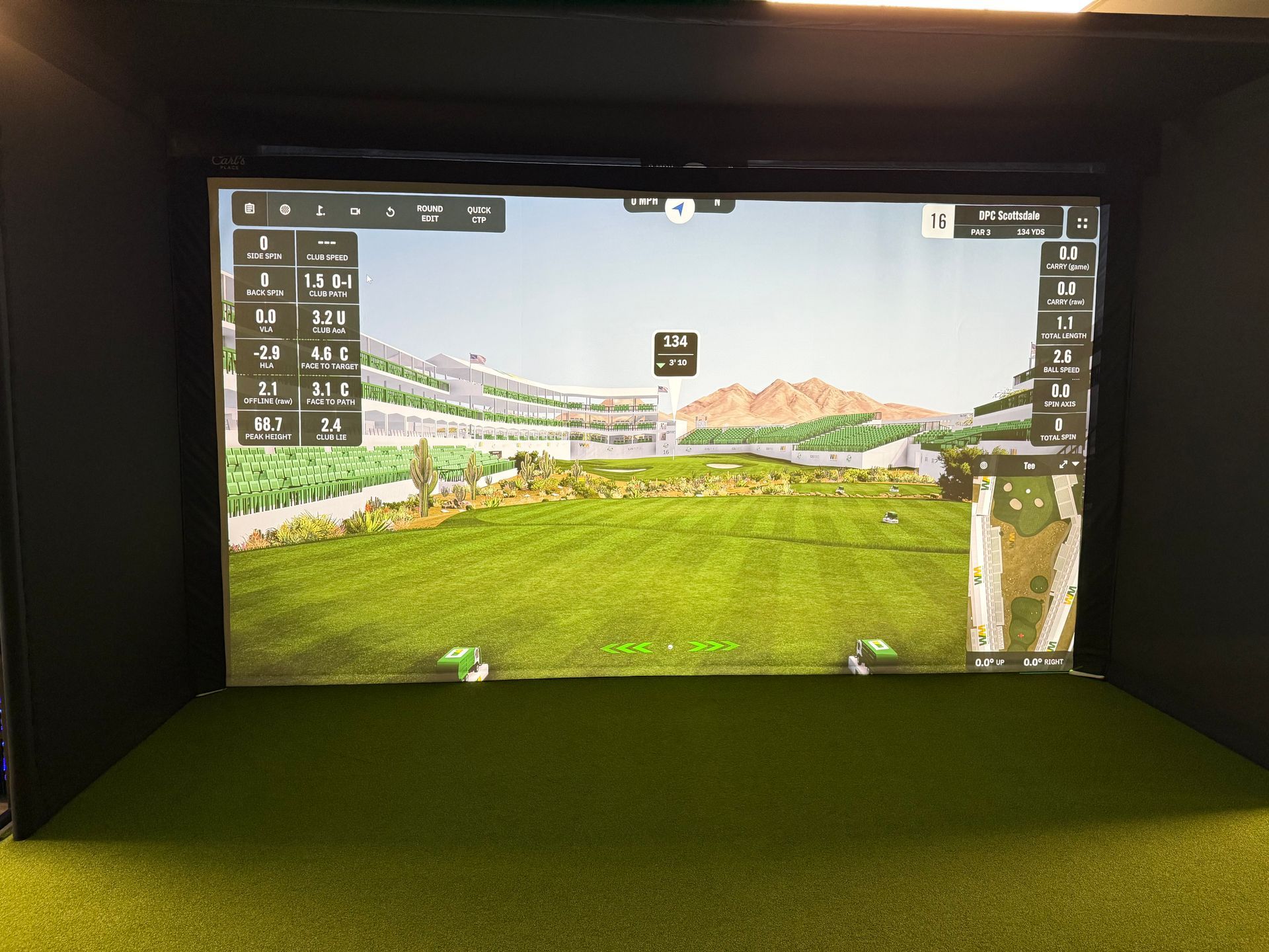 Indoor golf simulator bay at Tee Time Granbury